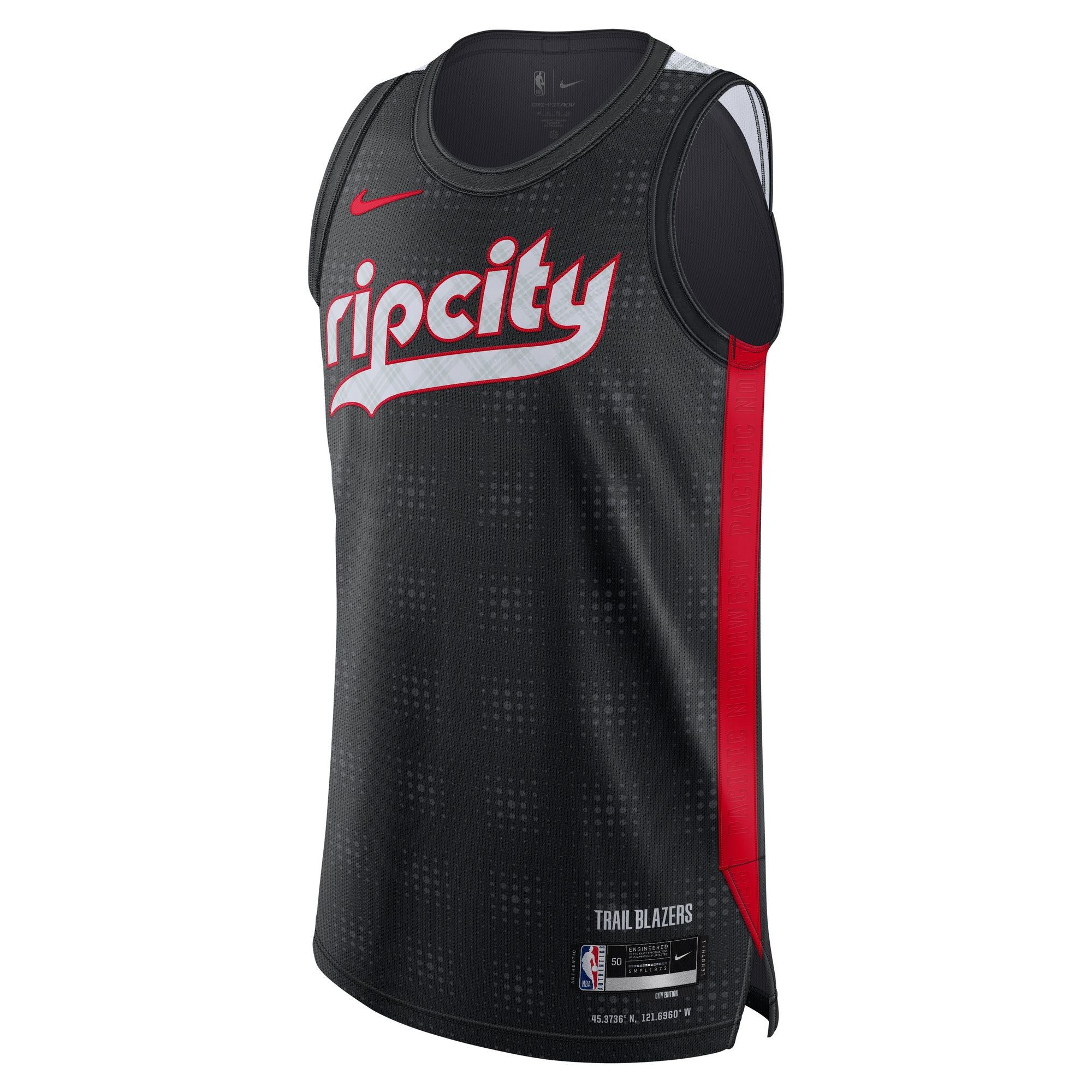 nba gear nike Portland Trail Blazers Nike Custom NBA Authentic Peak Plaid 24-25 City Edition Jersey Size 48/L