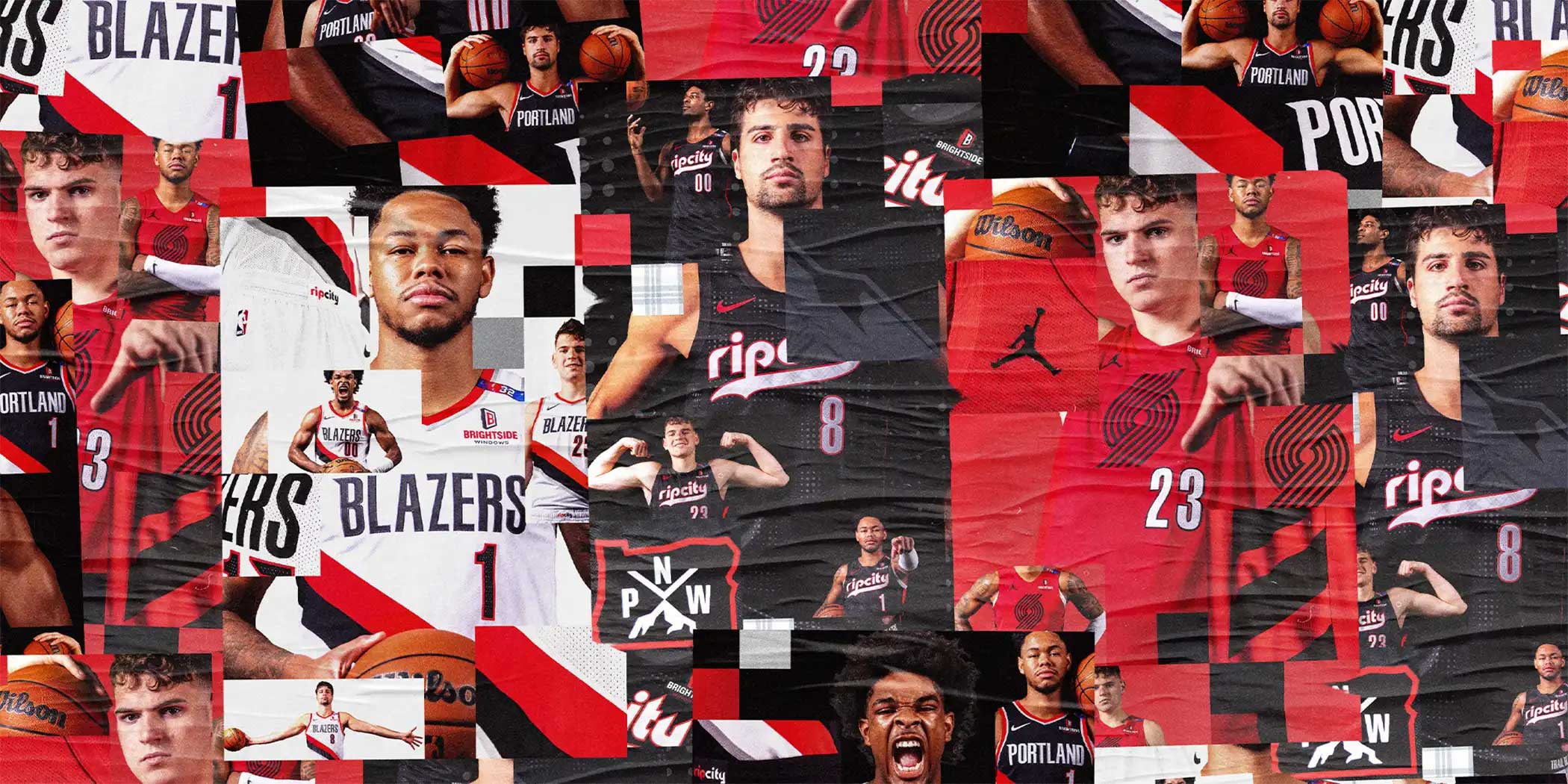 Collage of jerseys on players