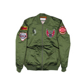 Mitchell & Ness Olive & Orange Satin Bomber Jacket