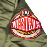 Mitchell & Ness Olive & Orange Satin Bomber Jacket