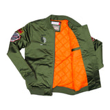 Mitchell & Ness Olive & Orange Satin Bomber Jacket