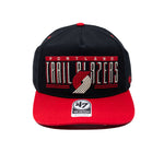 47 Brand Blazers Double Baseline Black and Red Snapback - Rip City Clothing