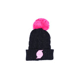 Girls Youth Black & Pink Yarn Knit Beanie