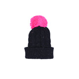 Girls Youth Black & Pink Yarn Knit Beanie