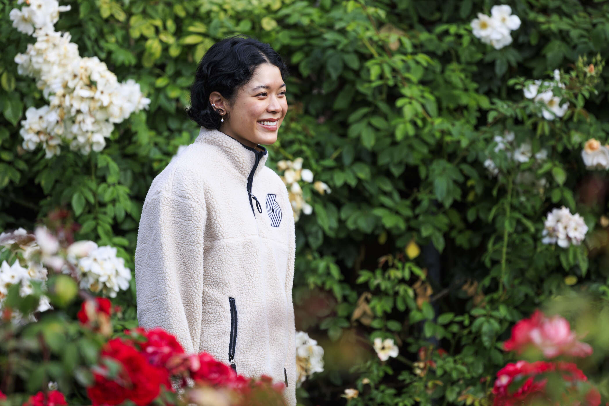 '47 Brand Women's White Quarter-Zip Fleece Jacket With Pockets