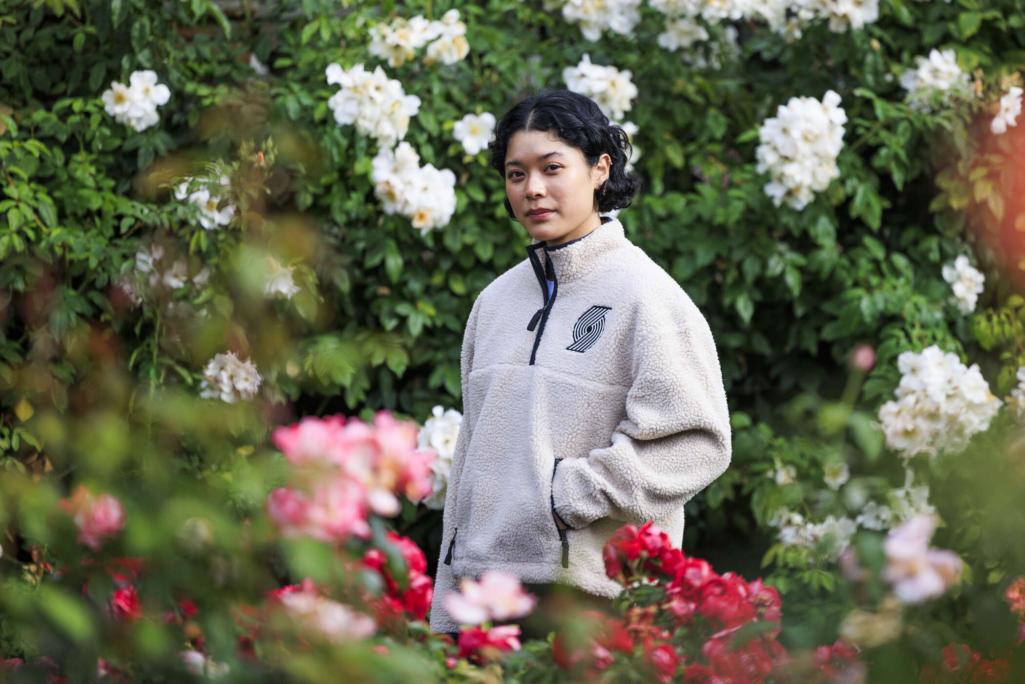 '47 Brand Women's White Quarter-Zip Fleece Jacket With Pockets