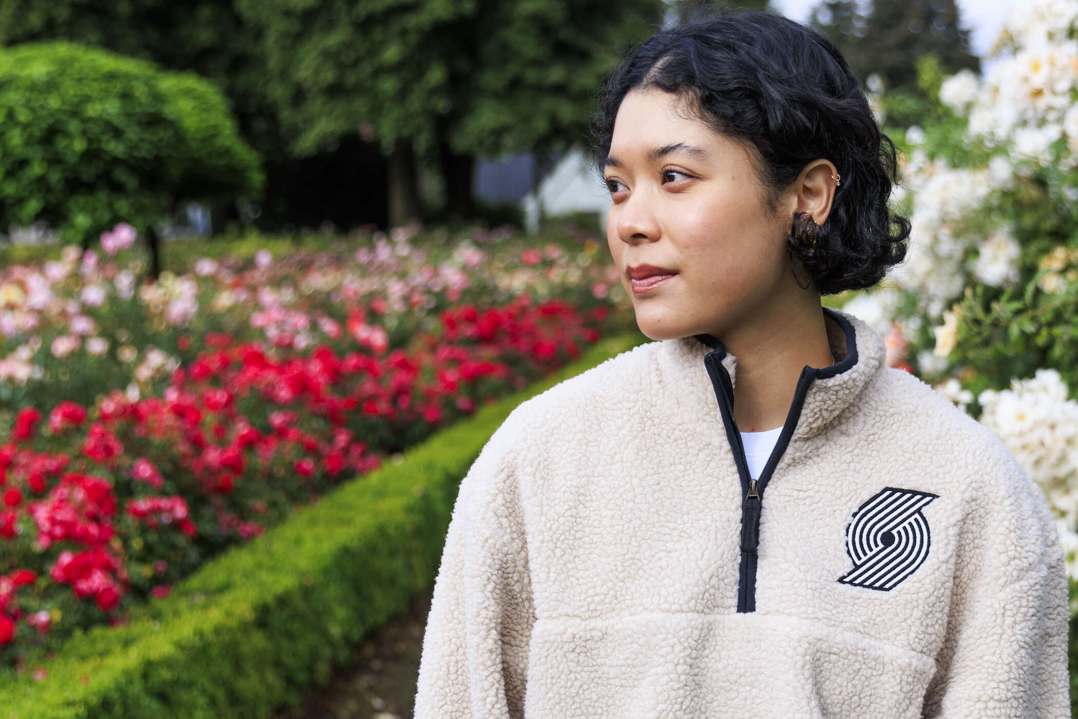 '47 Brand Women's White Quarter-Zip Fleece Jacket With Pockets