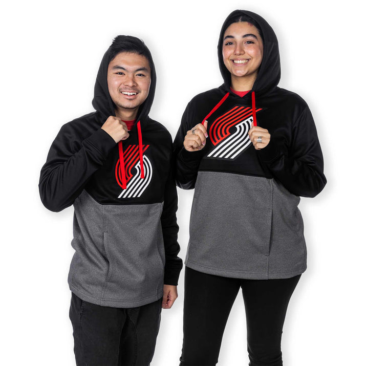 Black & Gray Winter Camp Fleece Hoodie L