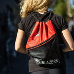 Black & Red Diagonal Zip Drawstring Cinch