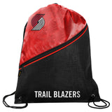 Black & Red Diagonal Zip Drawstring Cinch