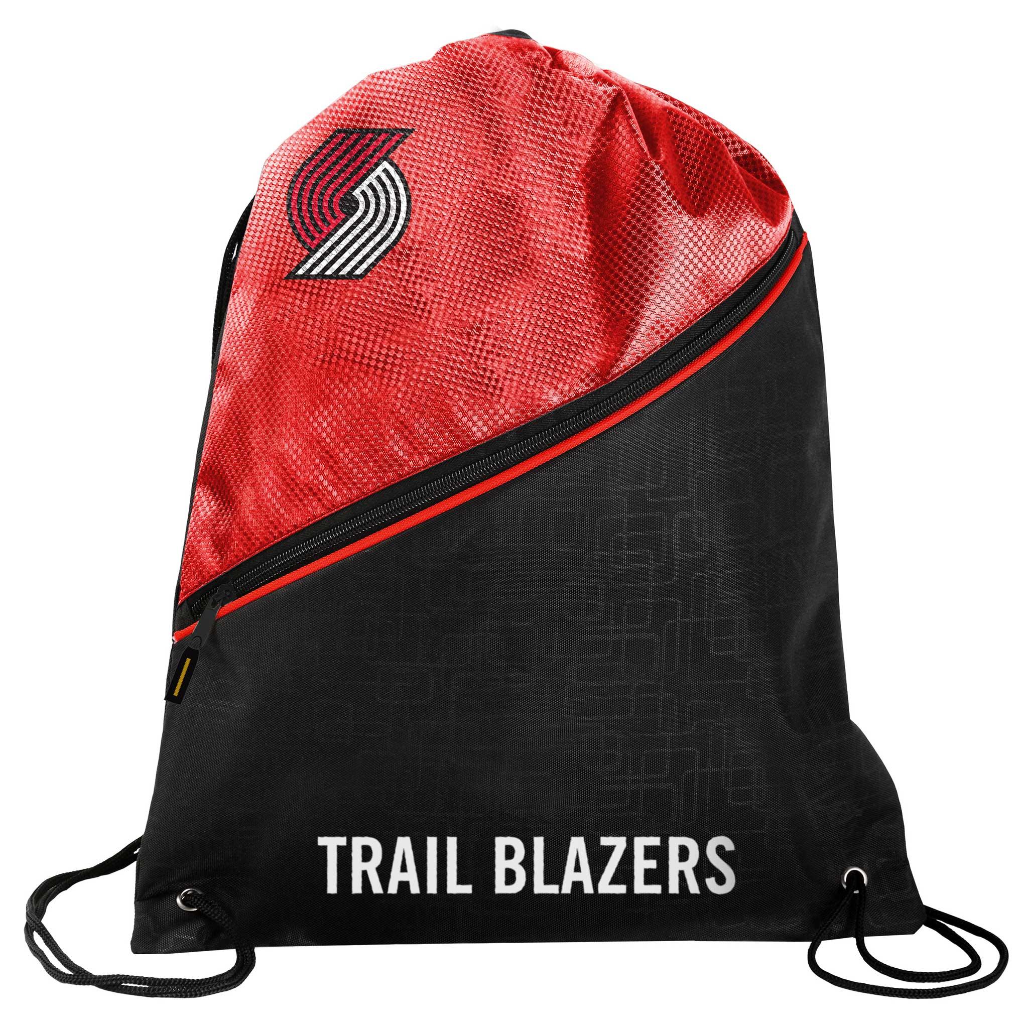 Black & Red Diagonal Zip Drawstring Cinch