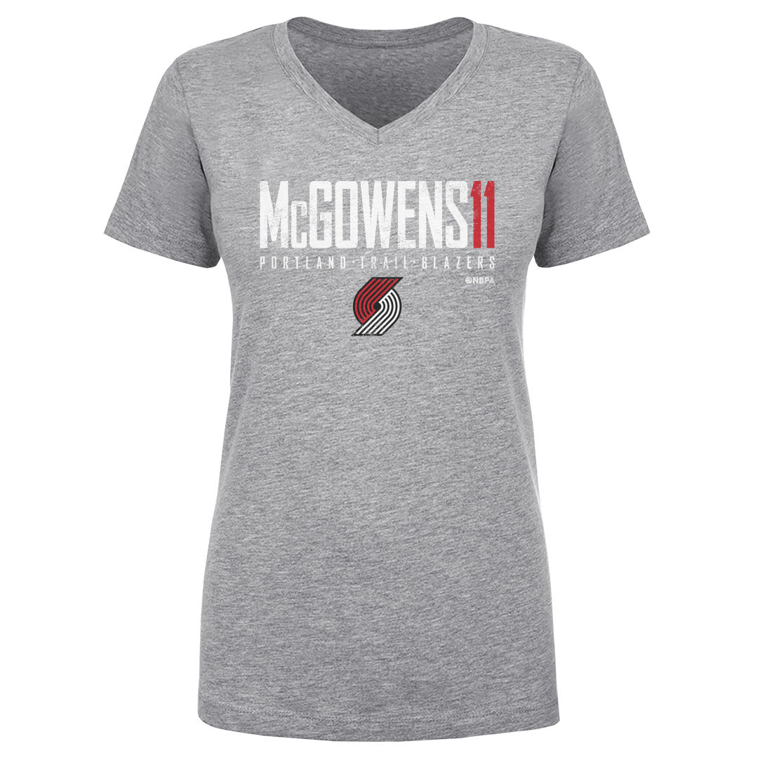 Bryce McGowens Portland Trail Blazers Elite WHT Women's V-Neck T-Shirt Heather Gray