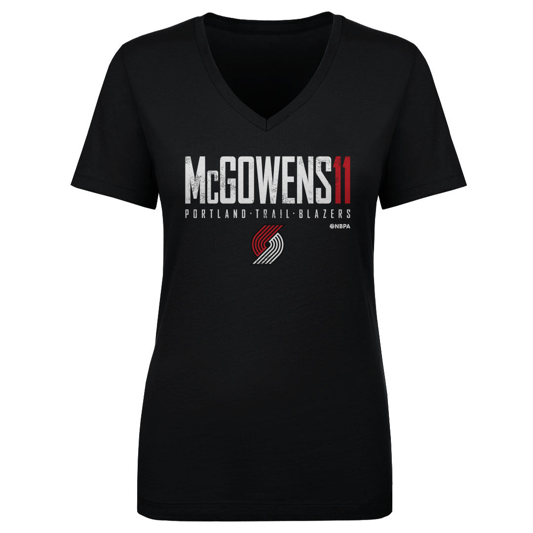 Bryce McGowens Portland Trail Blazers Elite WHT Women's V-Neck T-Shirt Black