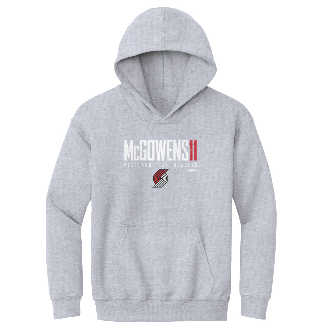 Bryce McGowens Portland Trail Blazers Elite Youth Hoodie Kids Youth Hoodie Gray