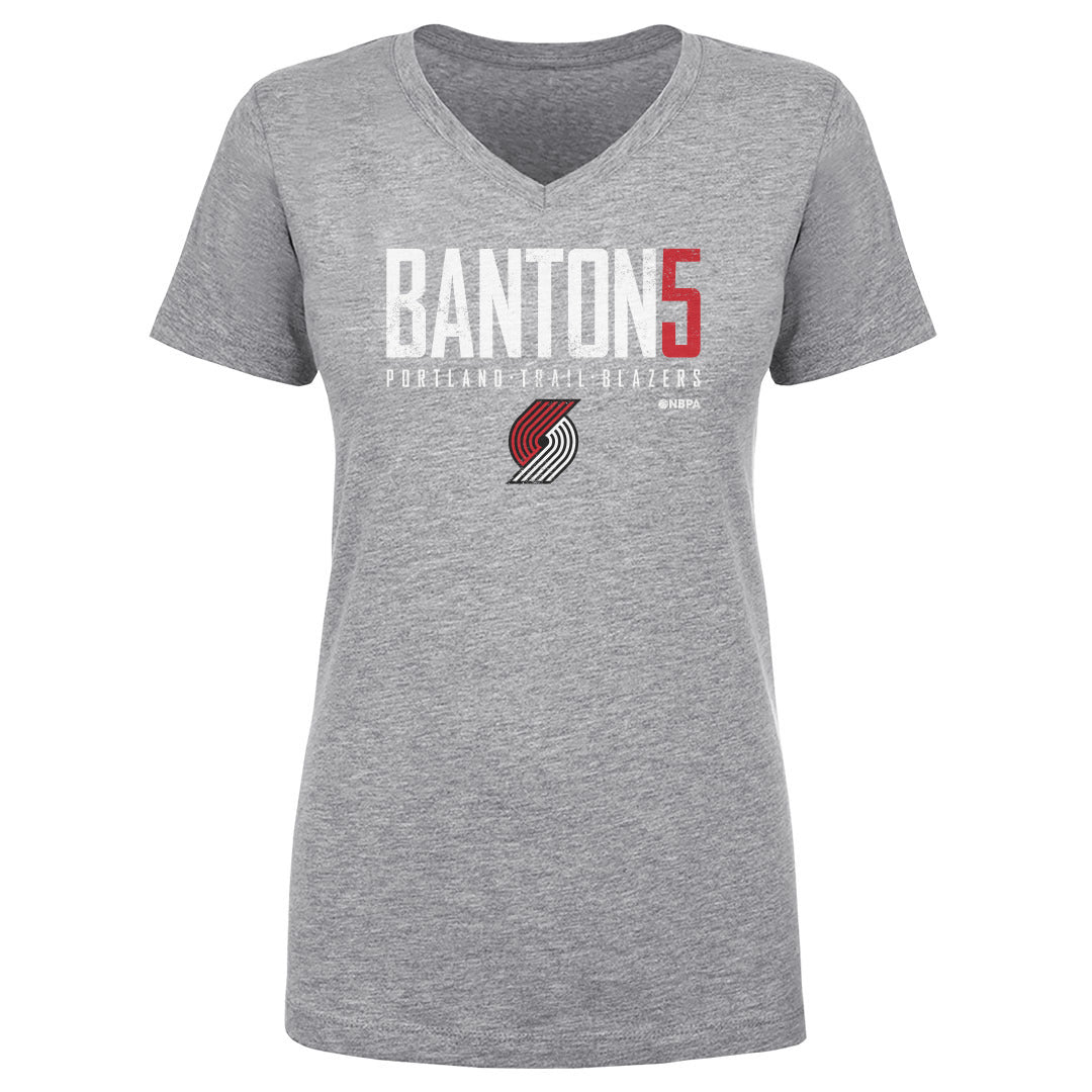 Dalano Banton Portland Trail Blazers Elite WHT Women's V-Neck T-Shirt Heather Gray