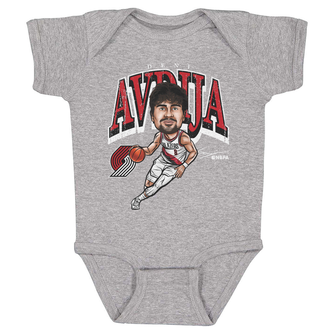 Deni Avdija Portland Trail Blazers Cartoon Baby Creeper Kids Baby Onesie Heather Gray