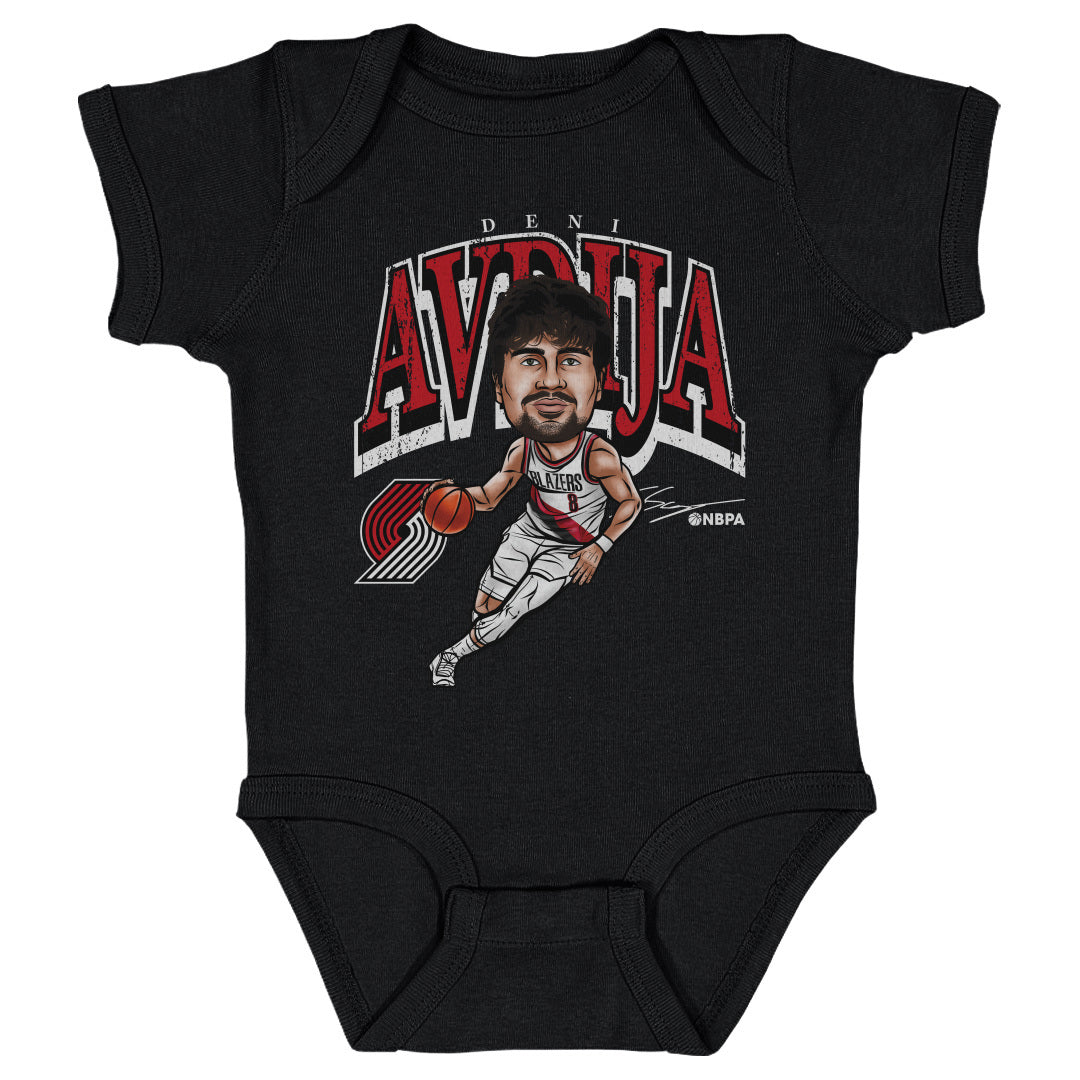 Deni Avdija Portland Trail Blazers Cartoon Baby Creeper Kids Baby Onesie Black