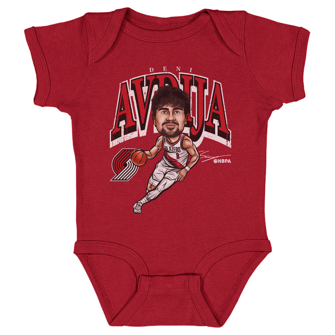 Deni Avdija Portland Trail Blazers Cartoon Baby Creeper Kids Baby Onesie Red