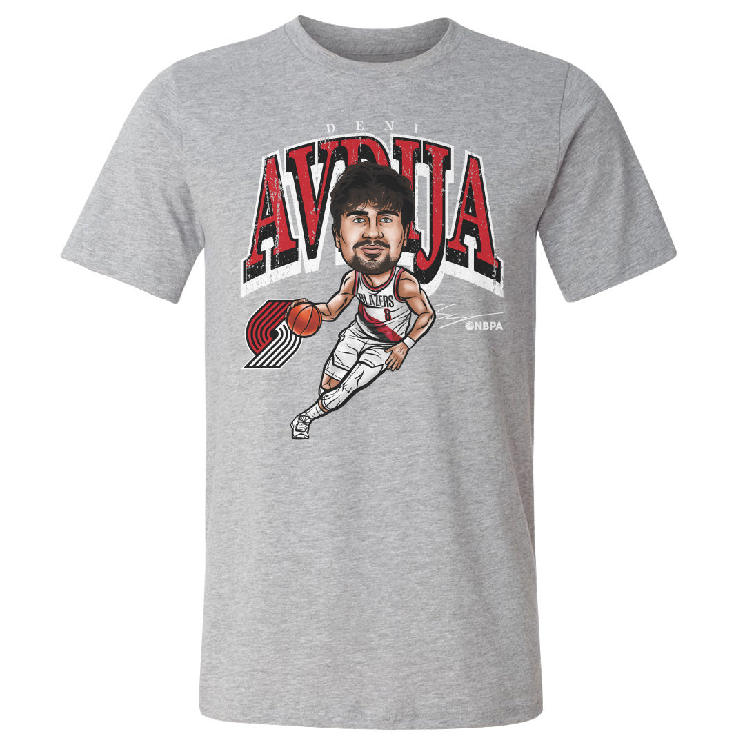 Deni Avdija Portland Trail Blazers Cartoon Cotton T-Shirt Men's Cotton T-Shirt Heather Gray