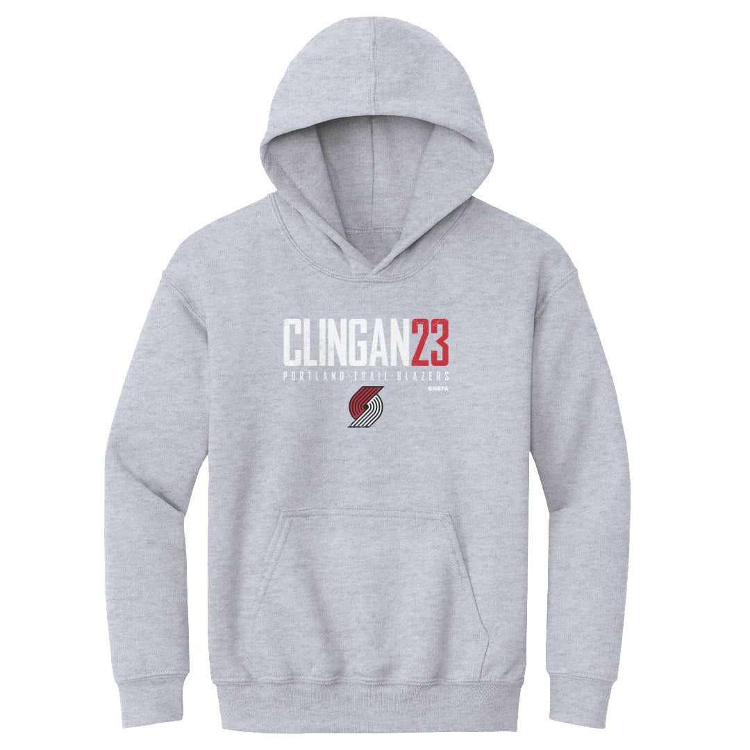 Donovan Clingan #23 Elite Youth Unisex Cotton Blend Hoodie Black or Gray Kids Youth Hoodie Gray