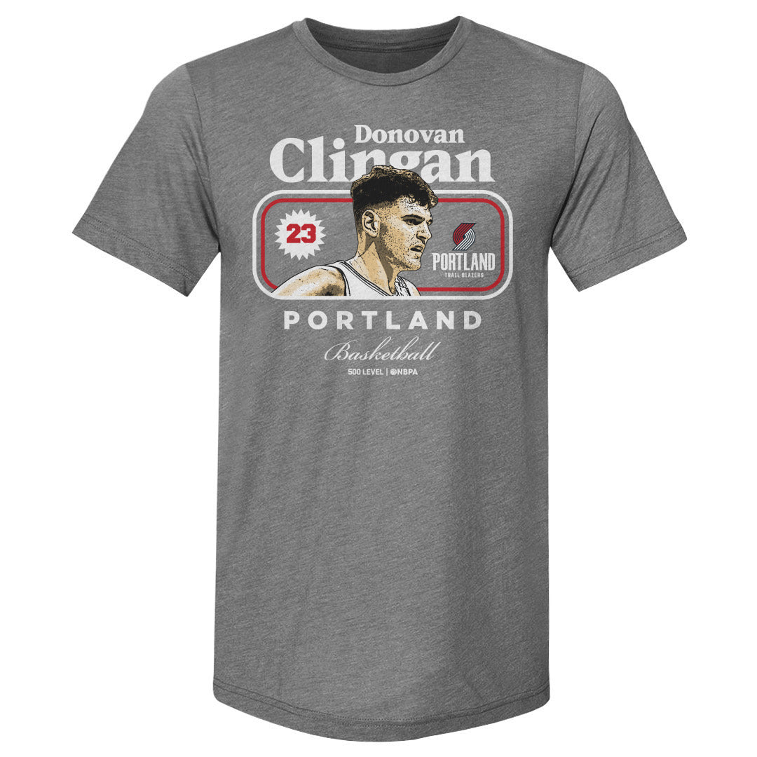 Donovan Clingan Portland Trail Blazers Cover T-Shirt Men's Premium T-Shirt Tri Gray