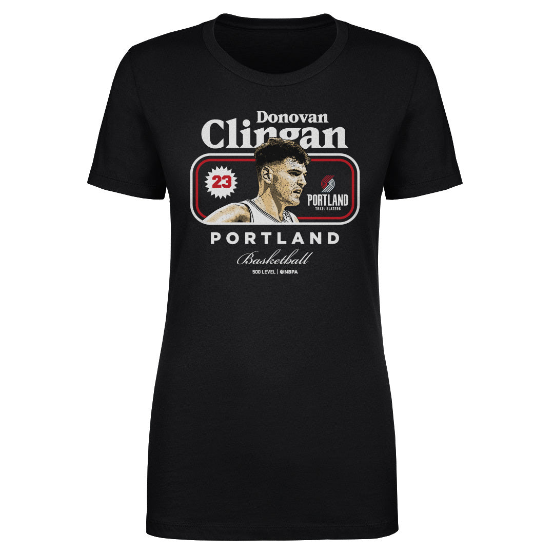 Donovan Clingan Portland Trail Blazers Cover Women's Crew Neck Tee Women's T-Shirt Black