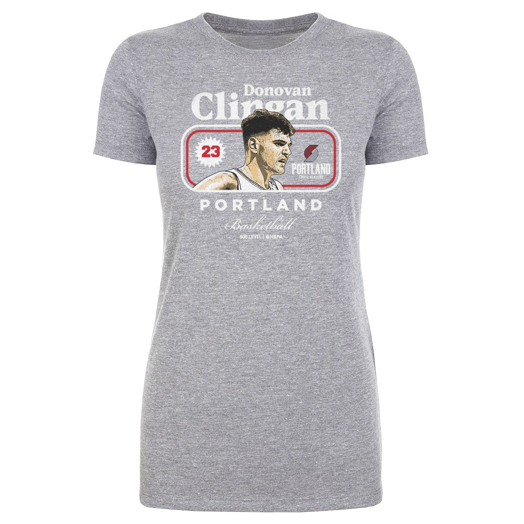 Donovan Clingan Portland Trail Blazers Cover Women's Crew Neck Tee Women's T-Shirt Heather Gray
