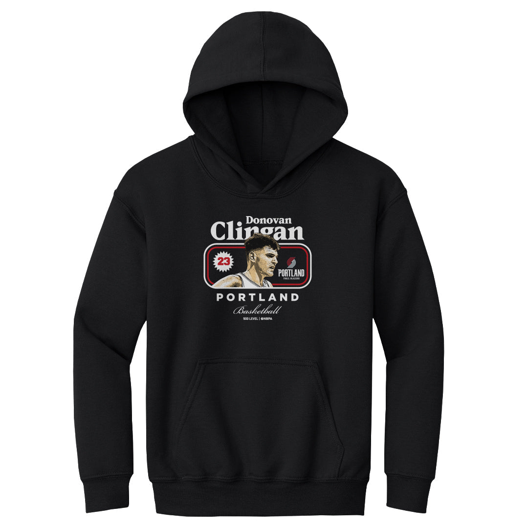 Donovan Clingan Portland Trail Blazers Cover Youth Hoodie Kids Youth Hoodie Black