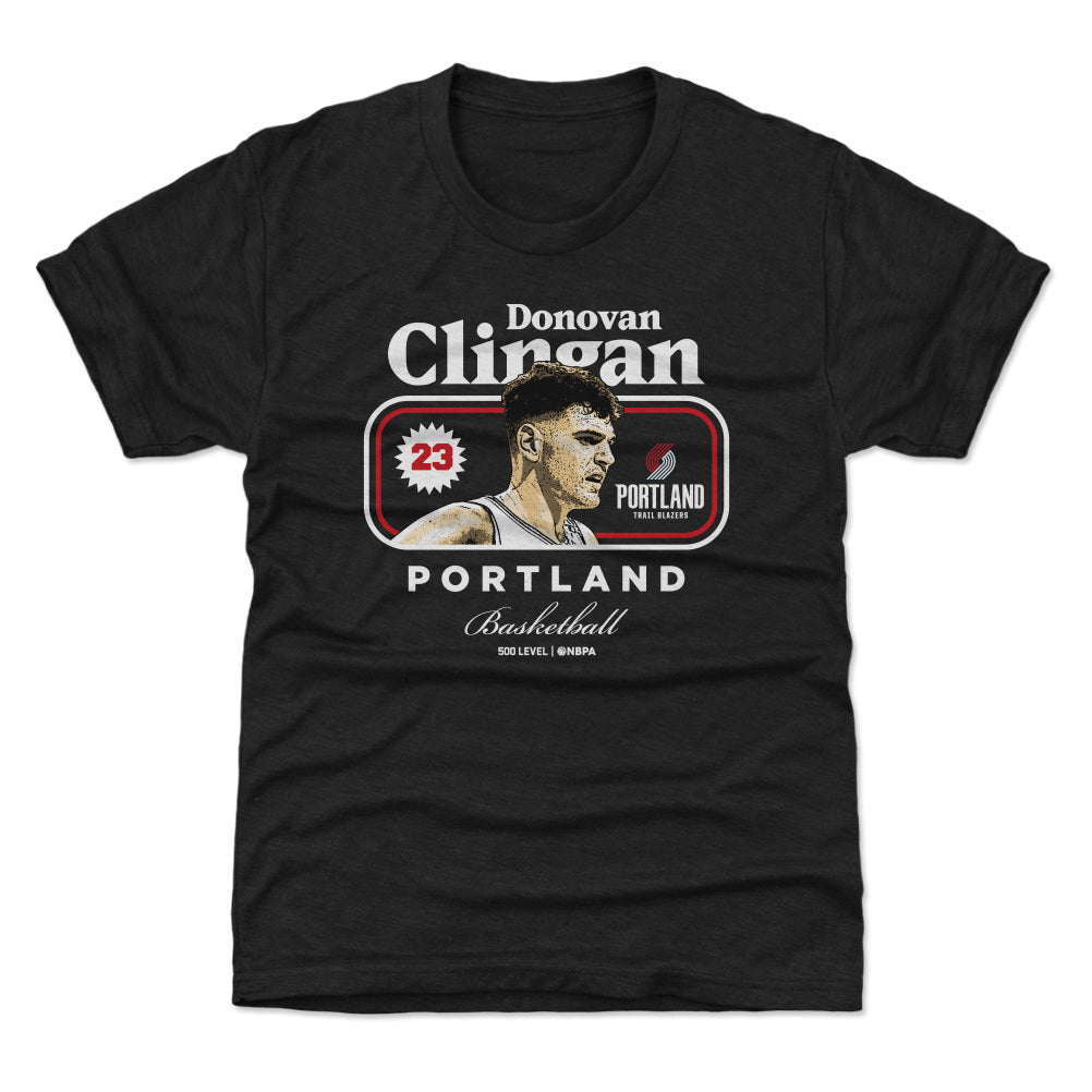 Donovan Clingan Portland Trail Blazers Cover Youth T-Shirt Kids T-Shirt Tri Black