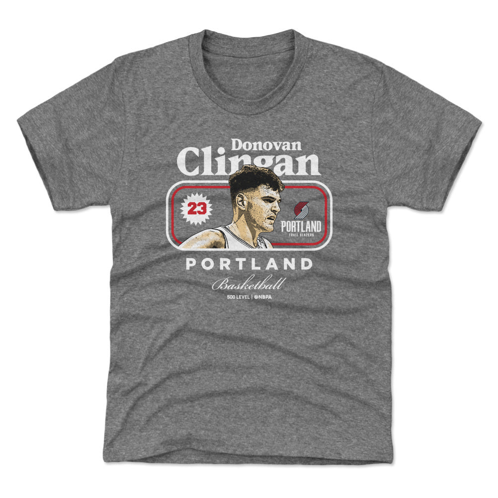 Donovan Clingan Portland Trail Blazers Cover Youth T-Shirt Kids T-Shirt Tri Gray
