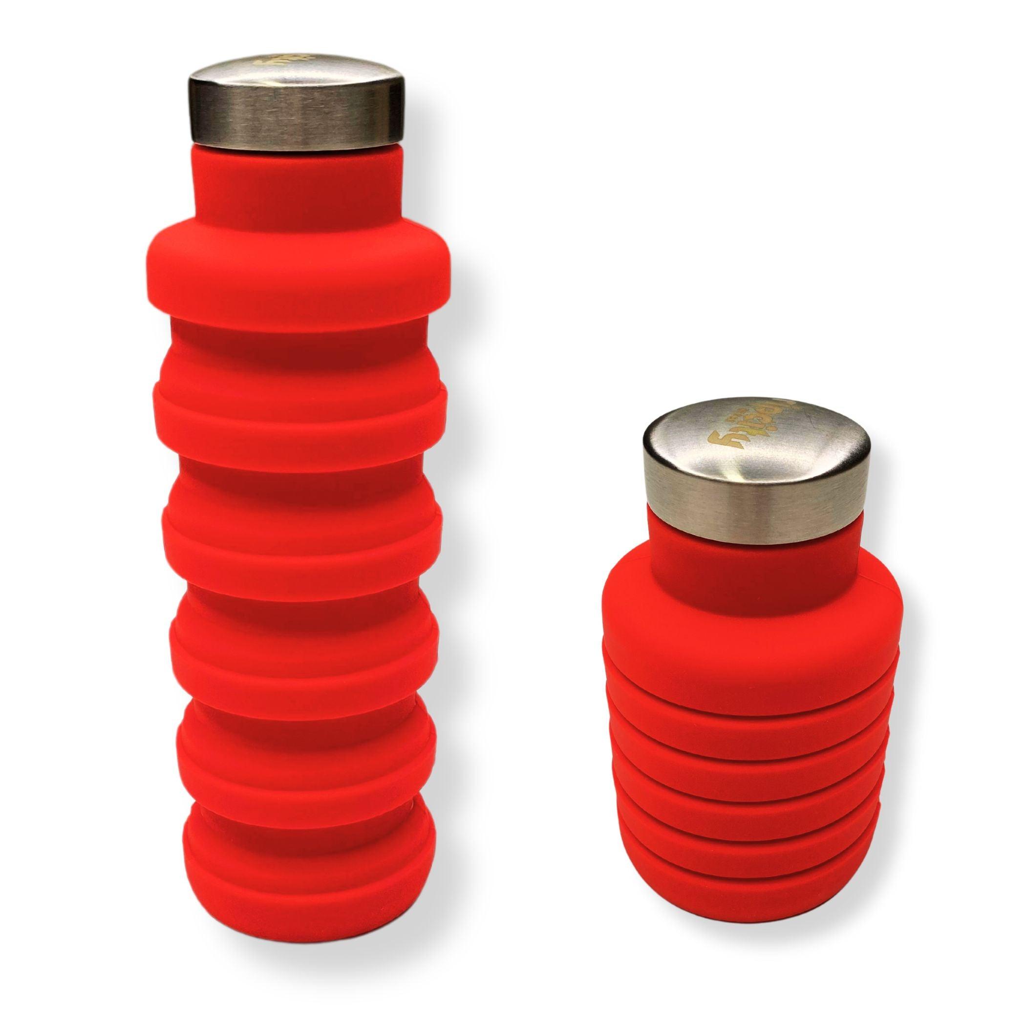 Foldable 17 oz Red Silicone Bottle With ripcity Steel Cap