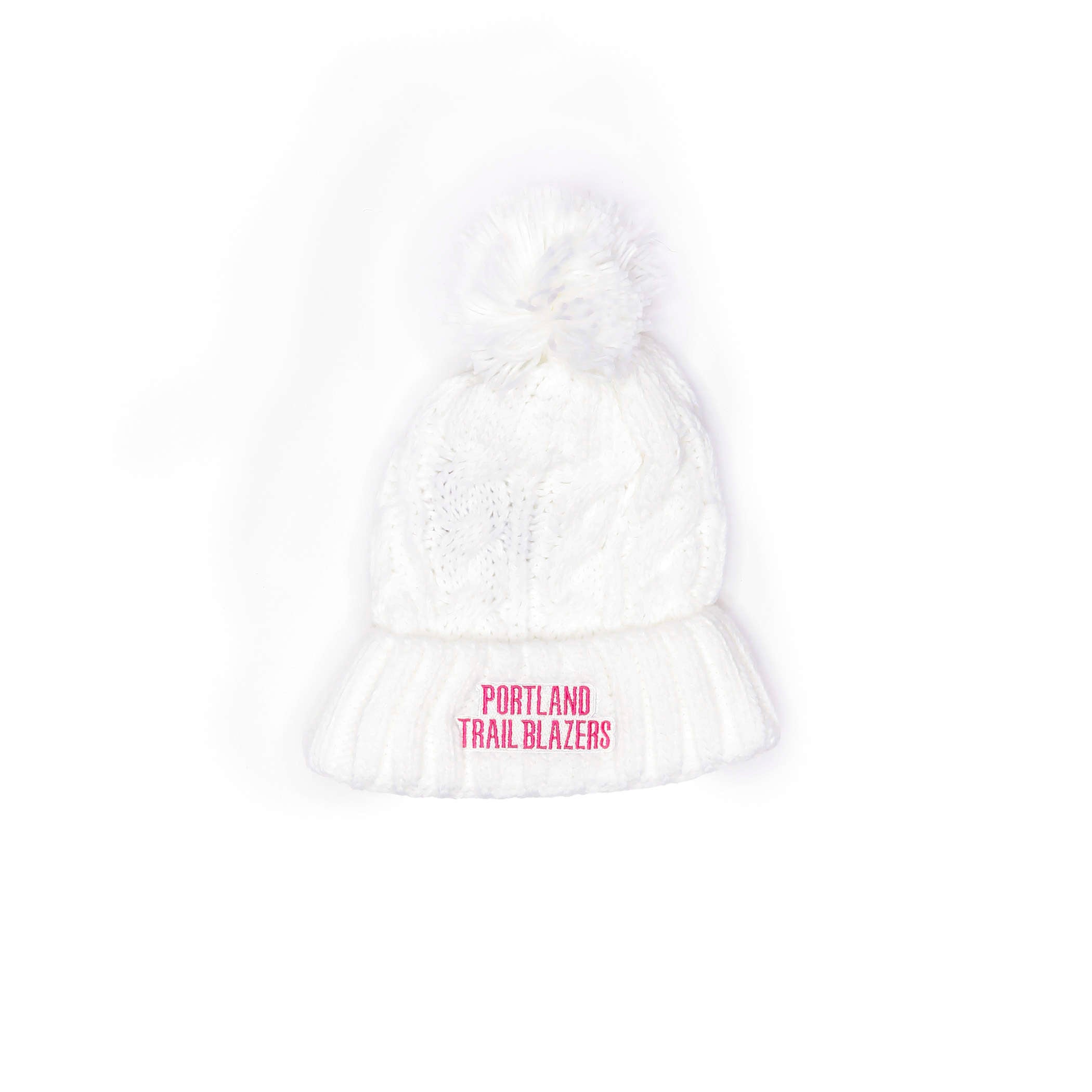 Girls White Cable Cuffed Knit Beanie