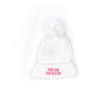 Girls White Cable Cuffed Knit Beanie