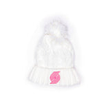 Girls White Cable Cuffed Knit Beanie