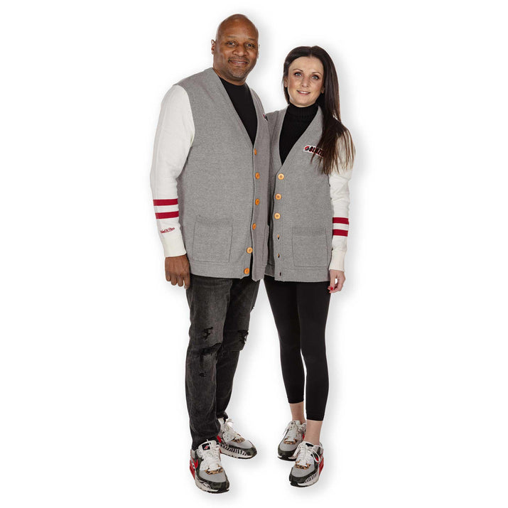 Mitchell And Ness Gray Collegiate Cardigan Sweater