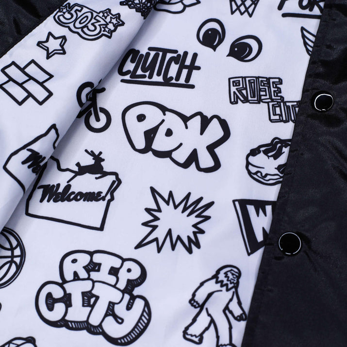 Mitchell & Ness Doodle Coaches Black Satin Jacket