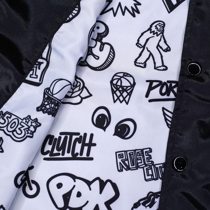 Mitchell & Ness Doodle Coaches Black Satin Jacket