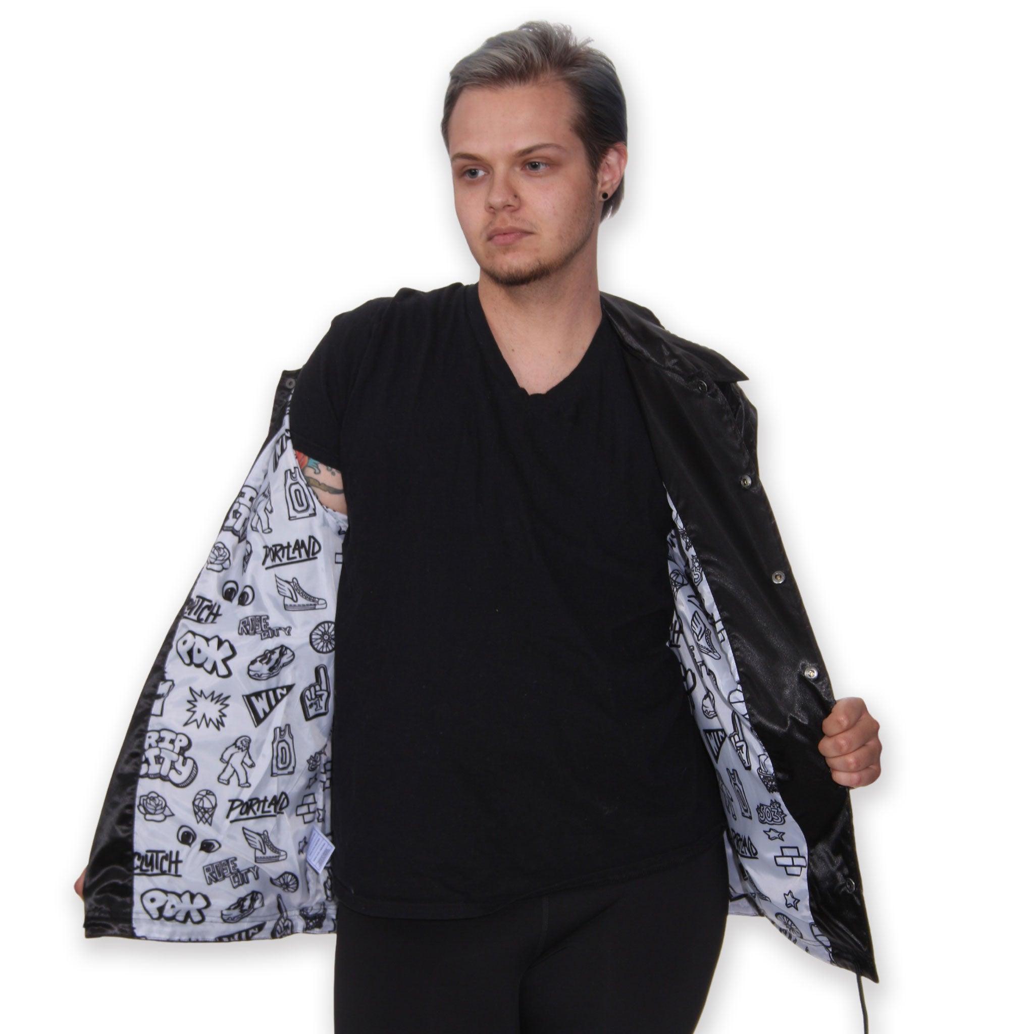 Mitchell & Ness Doodle Coaches Black Satin Jacket