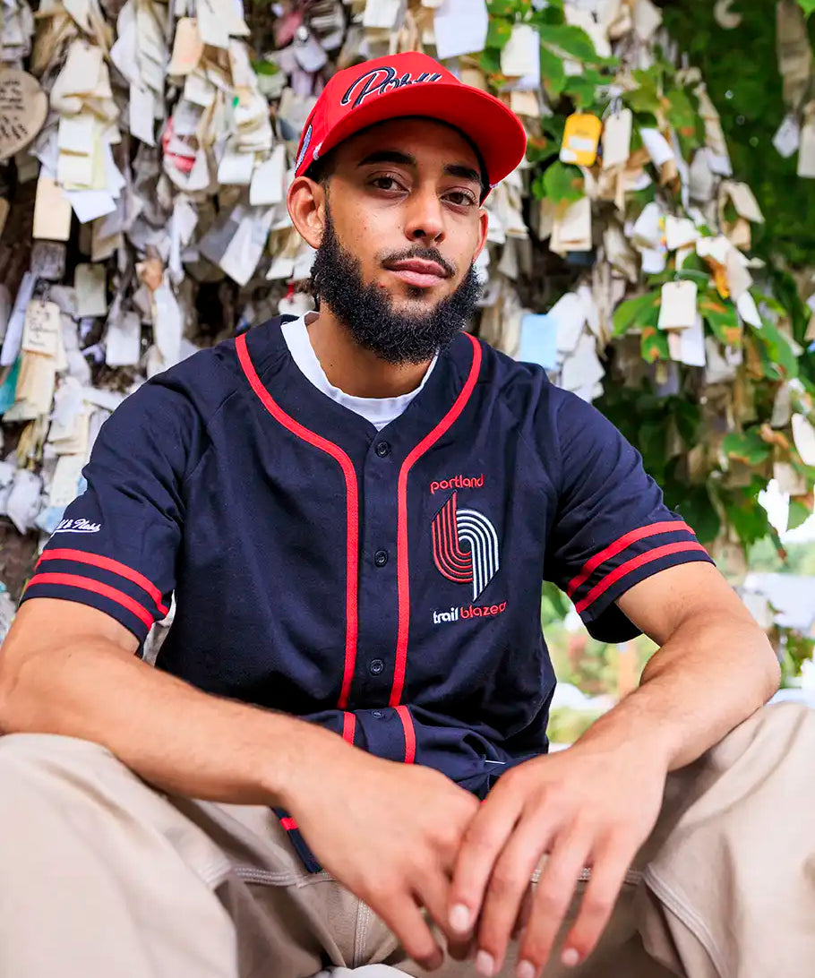 Mitchell & Ness Portland Trail Blazers Button Up Baseball Shirt