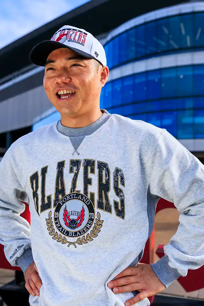 Mitchell & Ness Vintage Logo Crewneck - Portland Trail Blazers