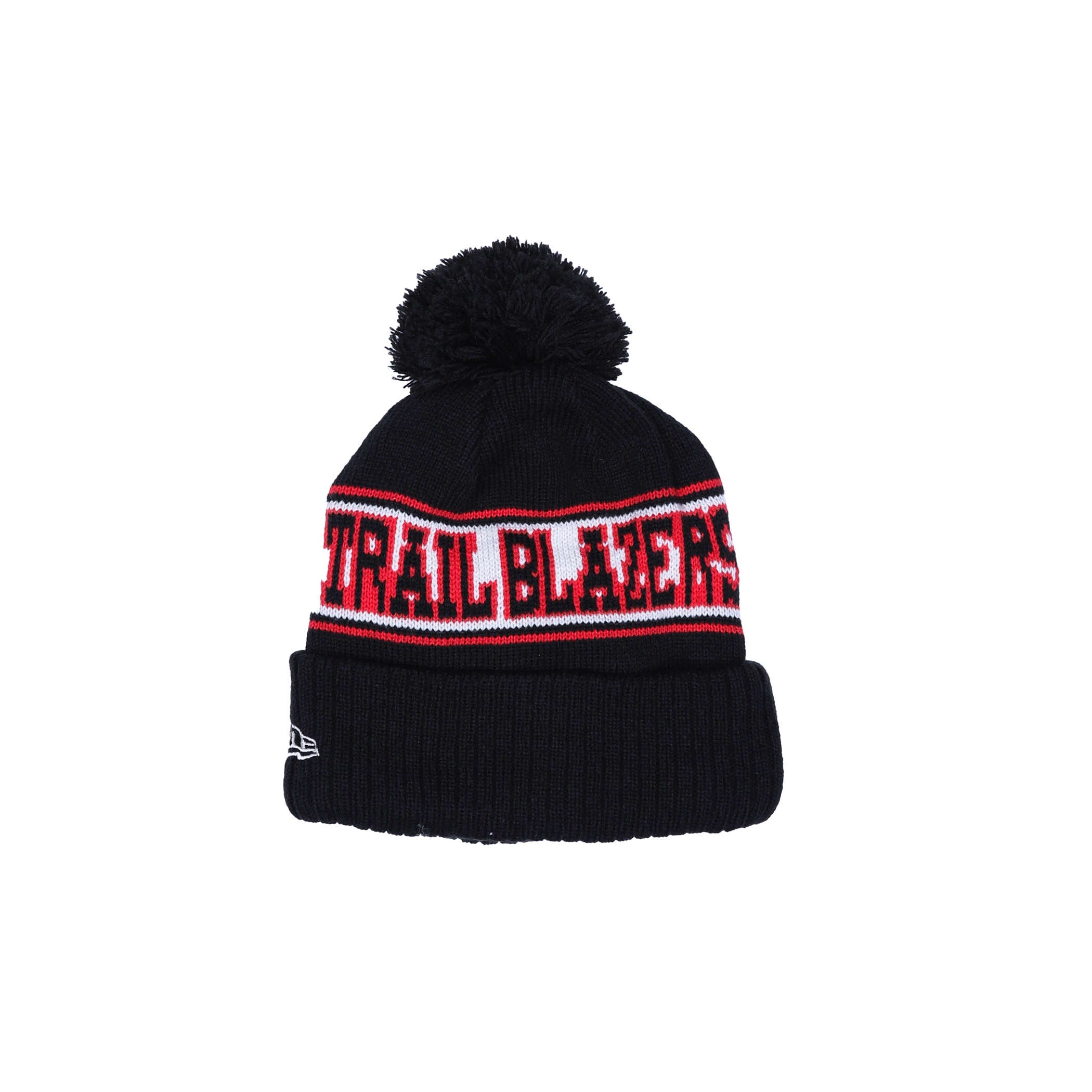 New Era Lined Black Retro Knit Beanie With Pom Pom