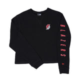 New Era Women's Waffle Knit Long Sleeve Black Crop Top