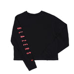 New Era Women's Waffle Knit Long Sleeve Black Crop Top