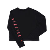 New Era Women's Waffle Knit Long Sleeve Black Crop Top