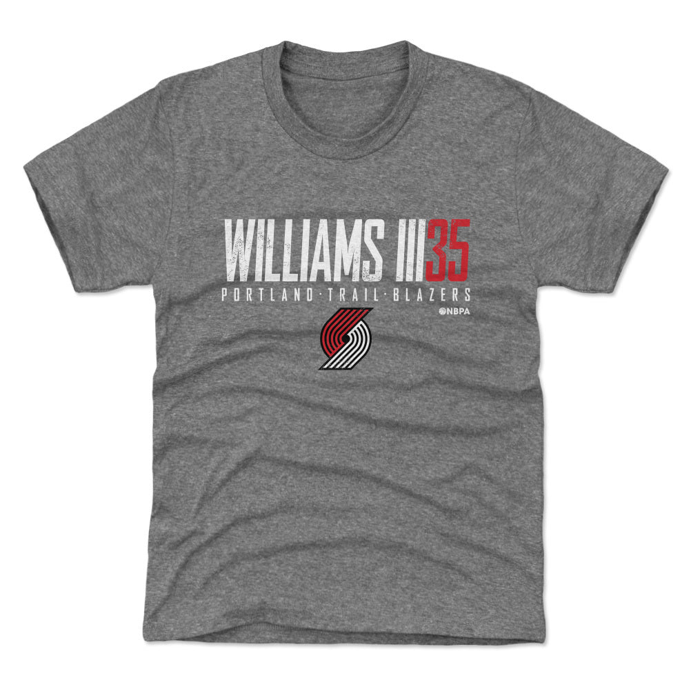 Robert Williams III Portland Trail Blazers Elite Youth T-Shirt Kids T-Shirt Tri Gray