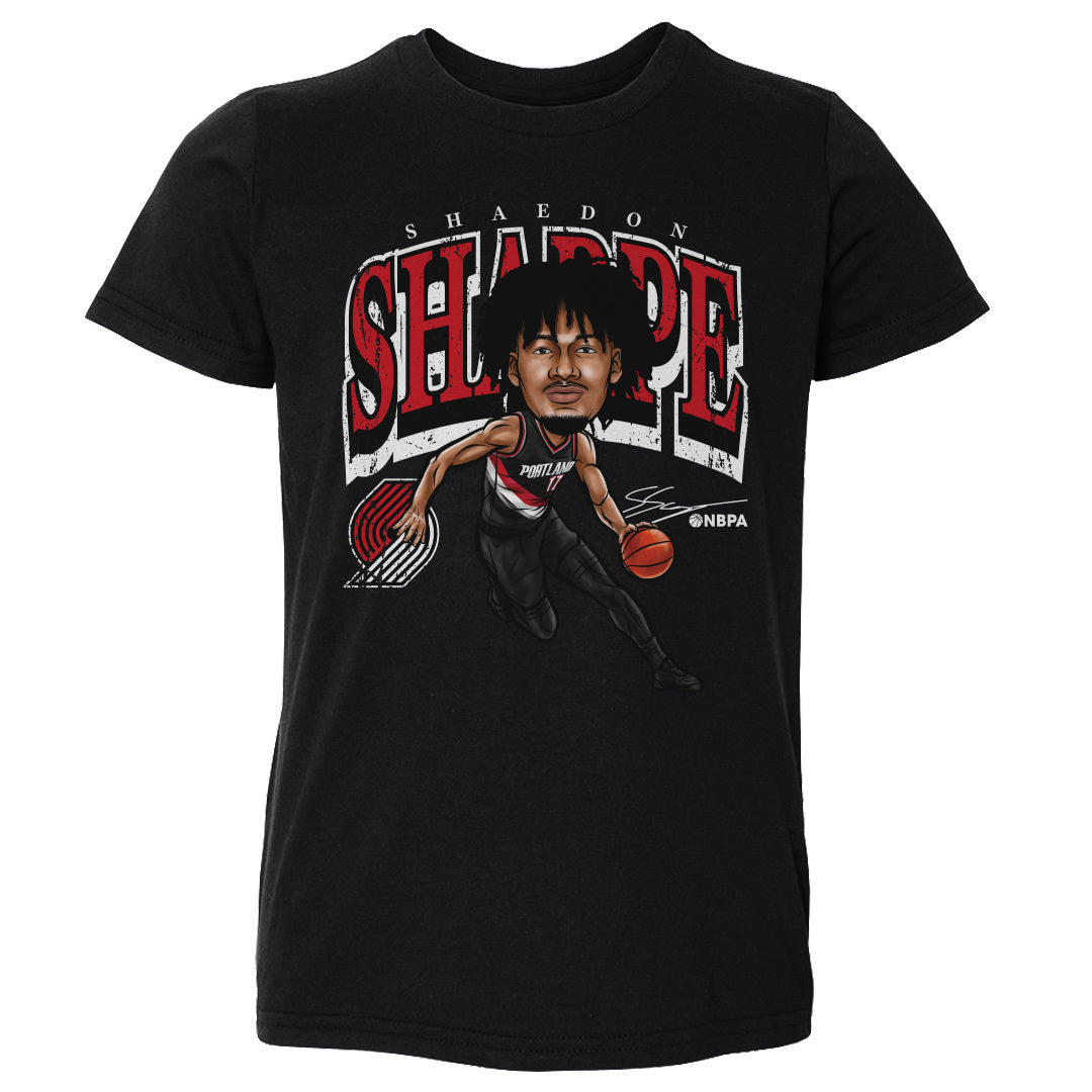 Shaedon Sharpe Portland Trail Blazers Cartoon Toddler T-Shirt Kids Toddler T-Shirt Black