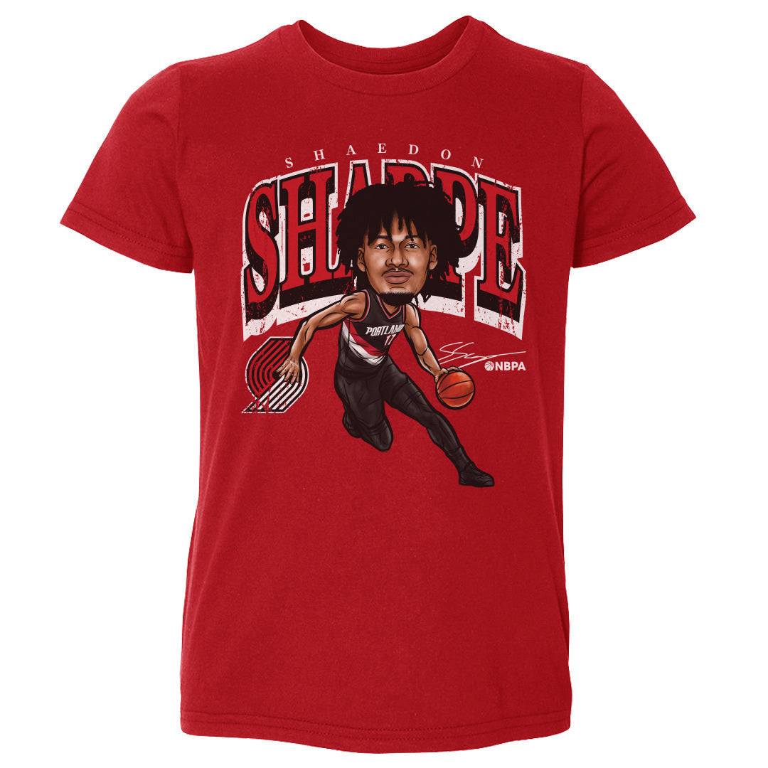 Shaedon Sharpe Portland Trail Blazers Cartoon Toddler T-Shirt Kids Toddler T-Shirt Red