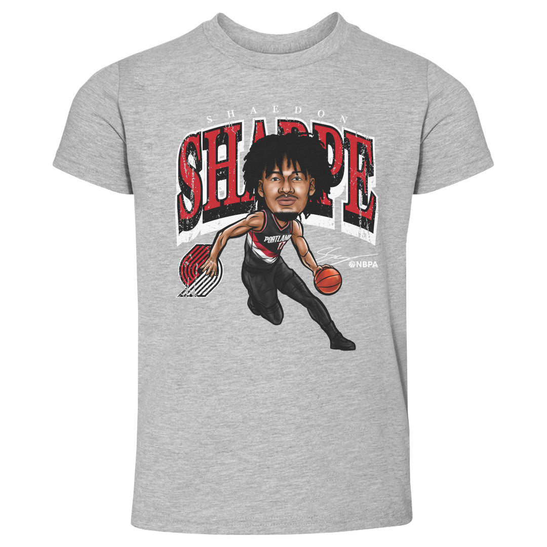 Shaedon Sharpe Portland Trail Blazers Cartoon Toddler T-Shirt Kids Toddler T-Shirt Heather Gray