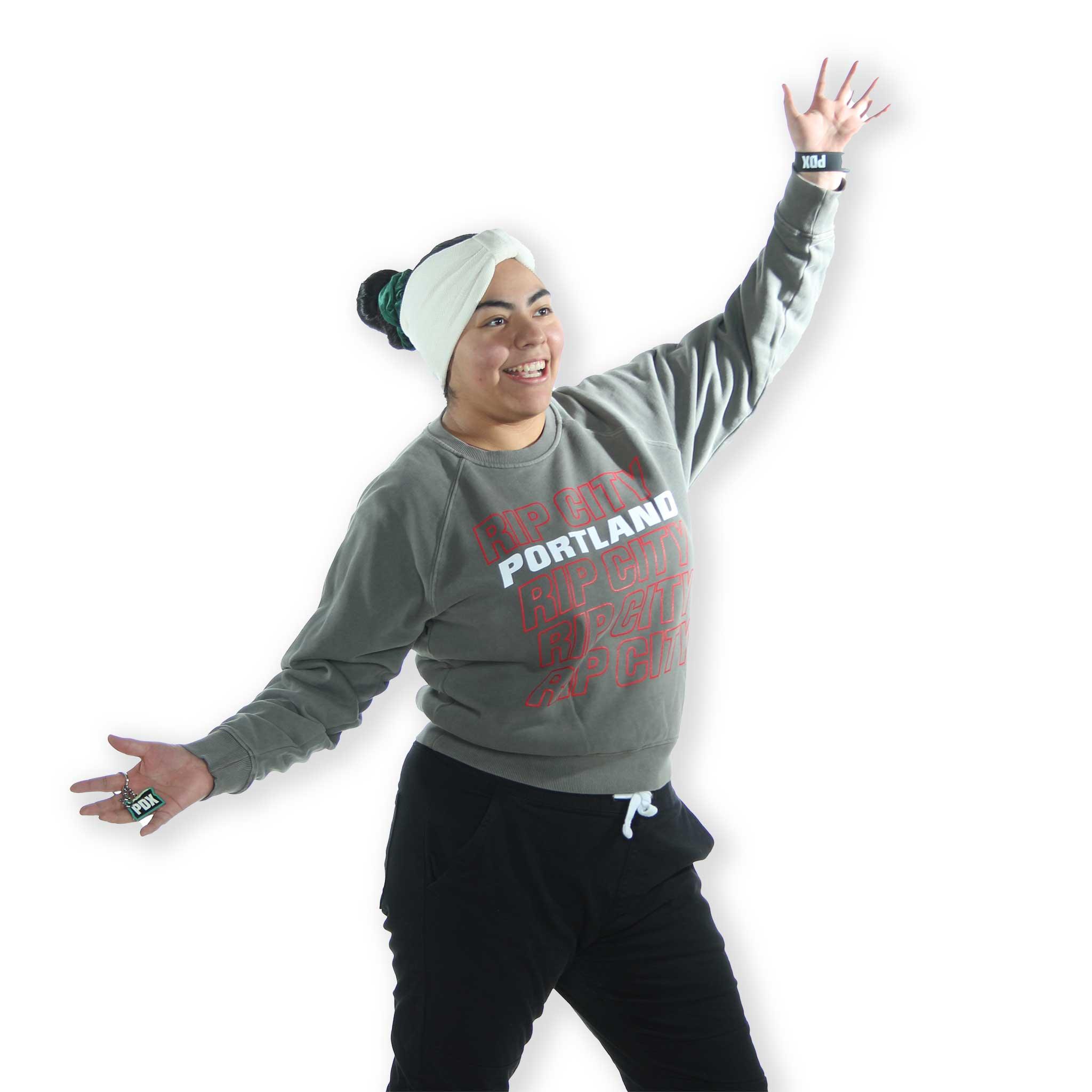 Sportiqe Women's Rip City Cotton Ashlyn Gray Crewneck L