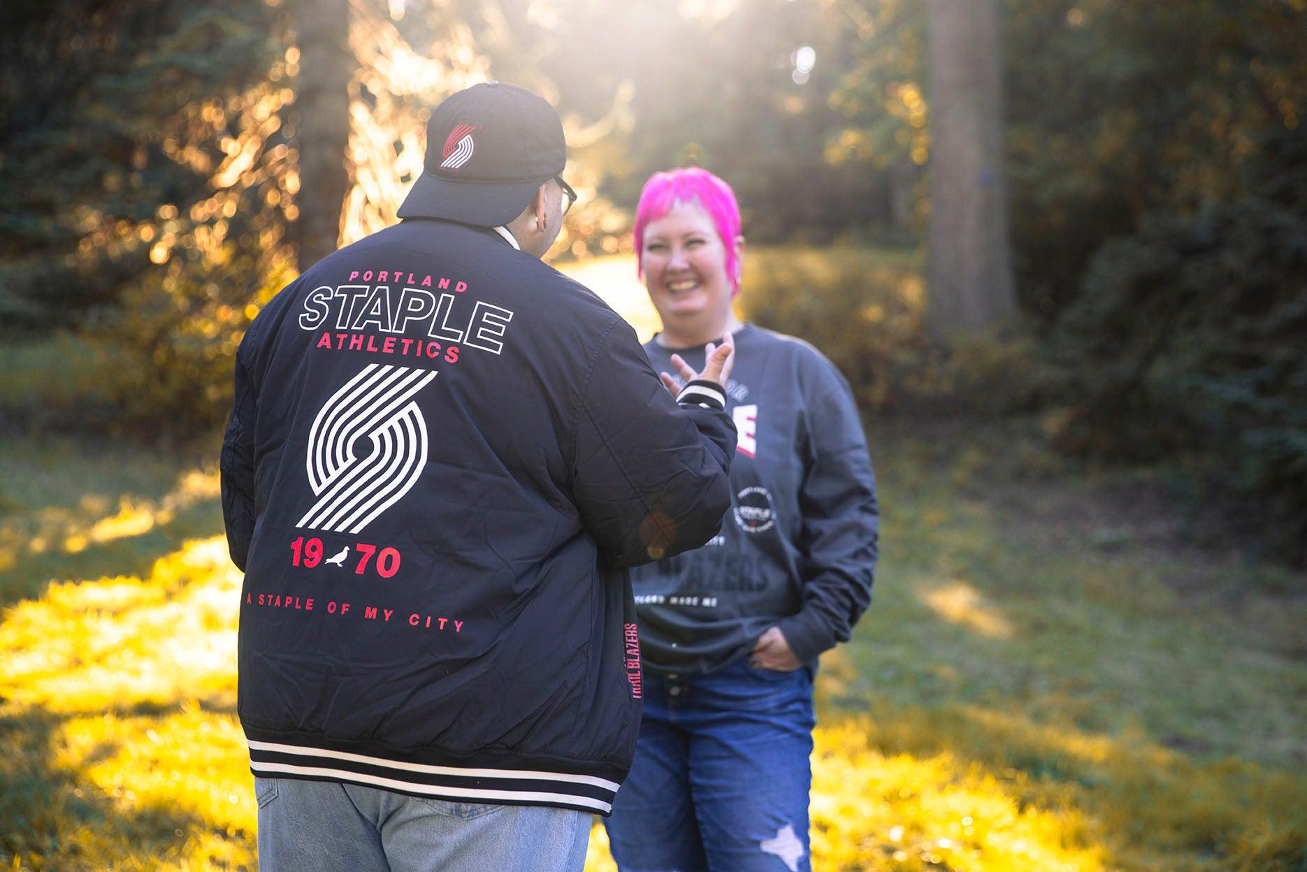 Staple x Trail Blazers Black Snap Up Varsity Jacket
